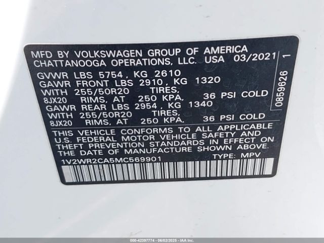 1V2WR2CA5MC569901 Volkswagen 3.6 fsi