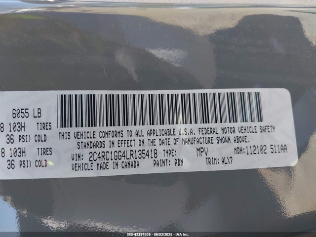 2C4RC1GG4LR135418 Chrysler Pacifica Limited