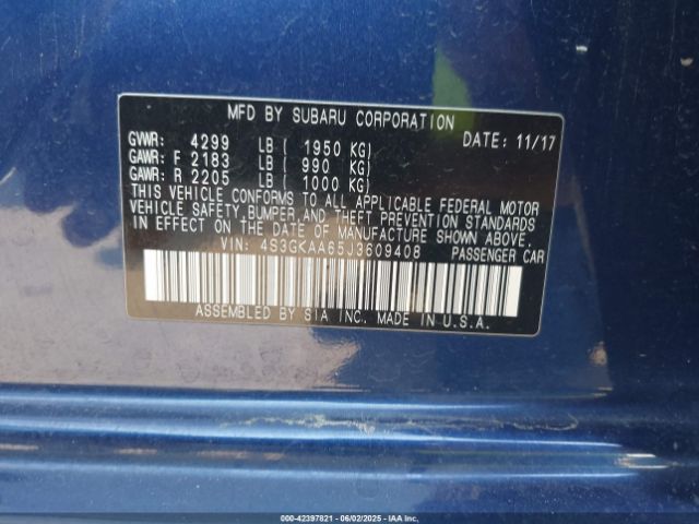 4S3GKAA65J3609408 Subaru 2018