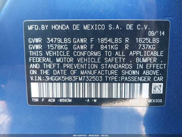 3HGGK5H83FM732503 Honda l15b1