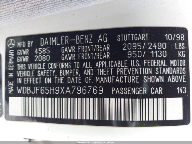 1999 MERCEDES-BENZ E 320 WDBJF65H9XA796769 Photo 8