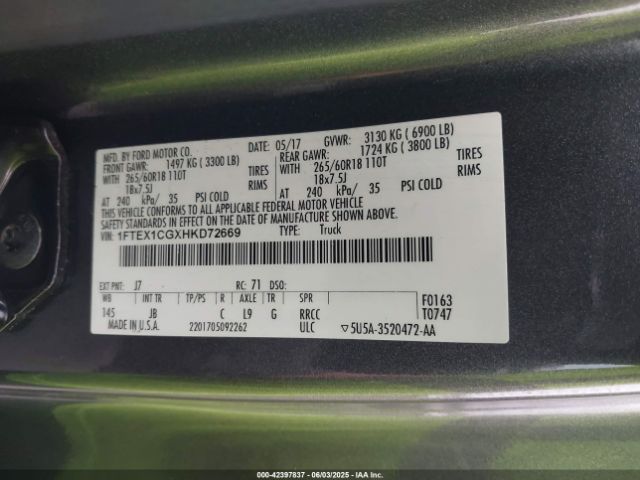 1FTEX1CGXHKD72669 Ford gtdi