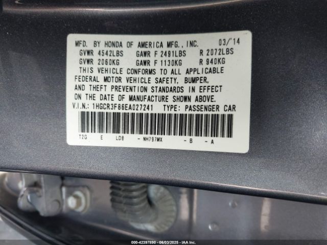 1HGCR3F86EA027241 Honda Accord Ex-l V-6