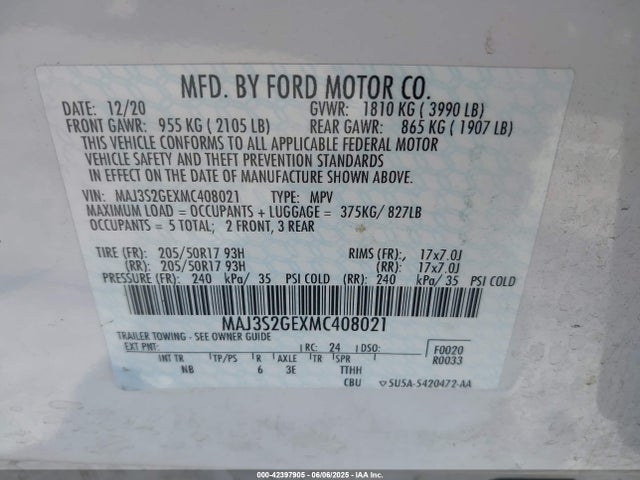 Ford 2021 2021 MAJ3S2GEXMC408021 Image 9
