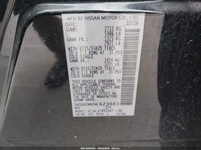 Nissan Pathfinder 2017 5N1DR2MN2HC623683 Image 9
