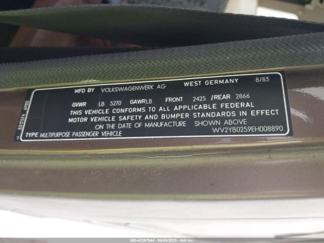1984 VOLKSWAGEN VANAGON WV2YB0259EH008890 Photo 8