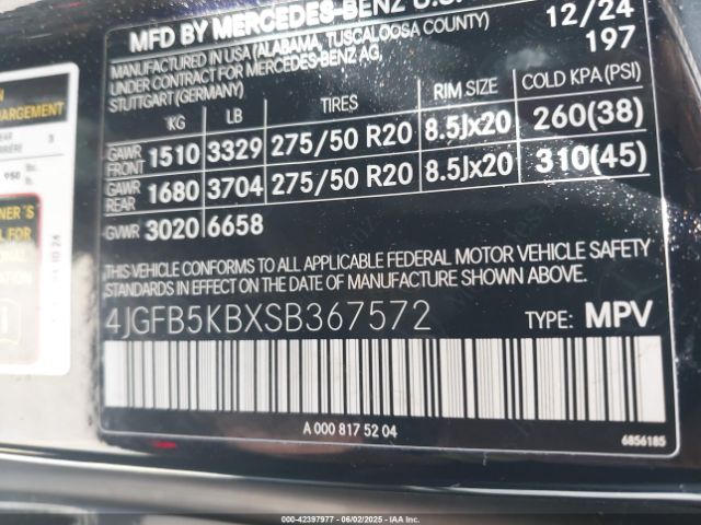 4JGFB5KBXSB367572 Mercedes-Benz Gle 450 4matic