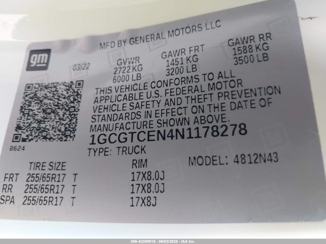 1GCGTCEN4N1178278 Chevrolet lgz