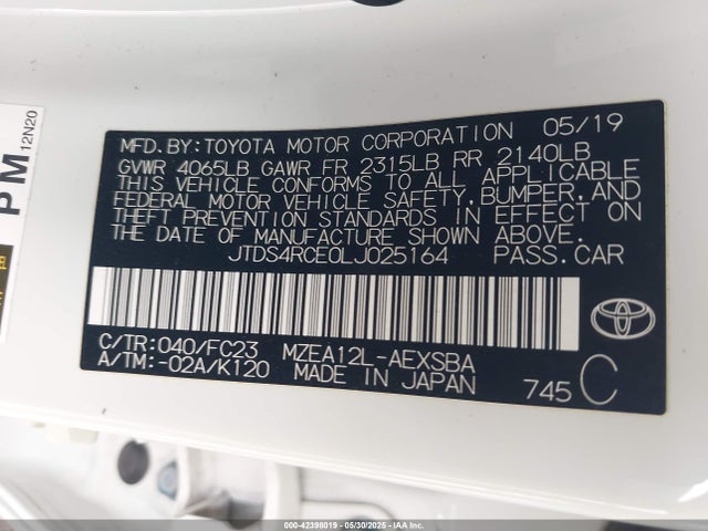 JTDS4RCE0LJ025164 Toyota m20-fks