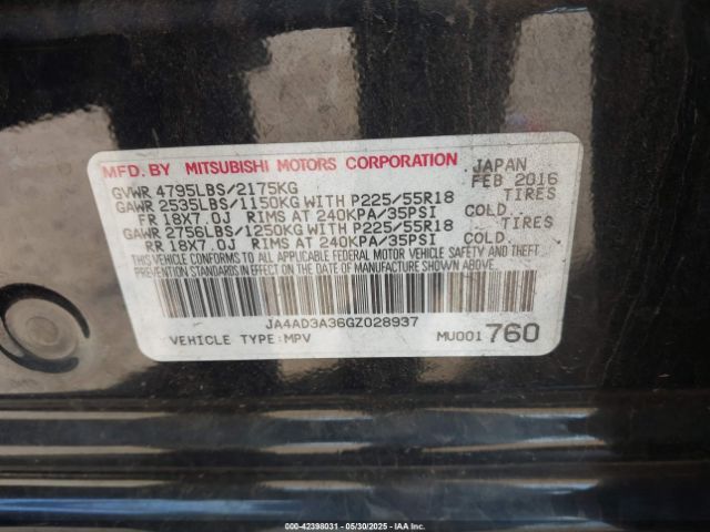 2016 MITSUBISHI OUTLANDER JA4AD3A36GZ028937 Photo 8