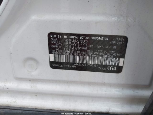2017 MITSUBISHI OUTLANDER JA4AZ3A33HZ045357 Photo 8