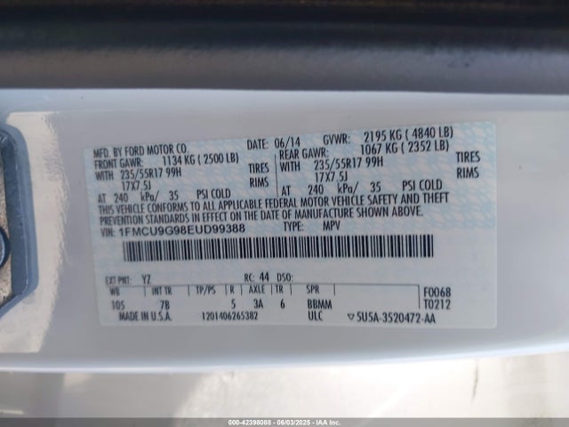 1FMCU9G98EUD99388 Ford 2014