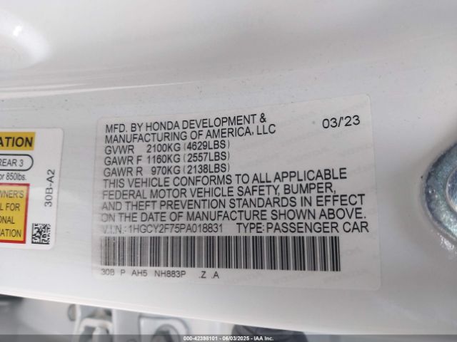 2023 HONDA ACCORD 1HGCY2F75PA018831 Photo 8