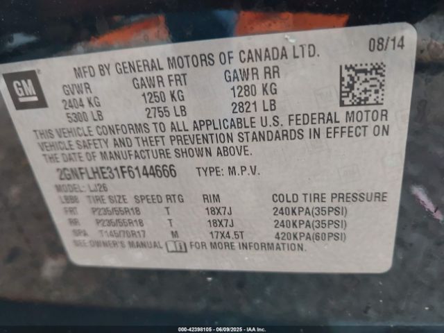 2GNFLHE31F6144666 Chevrolet Equinox Ltz