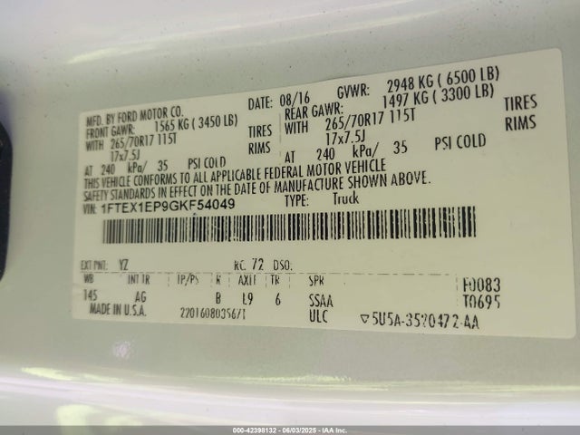 1FTEX1EP9GKF54049 Ford 2016