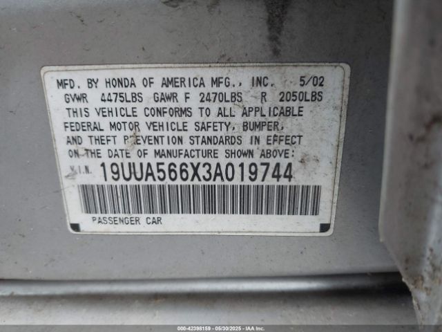 2003 ACURA TL 19UUA566X3A019744 Photo 8