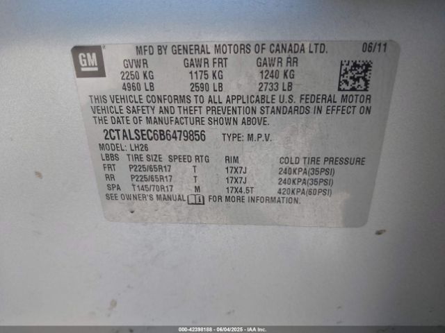 2011 GMC TERRAIN 2CTALSEC6B6479856 Photo 8