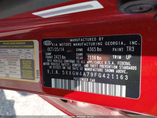 5XXGM4A79FG421163 KIA dohc gdi theta ii