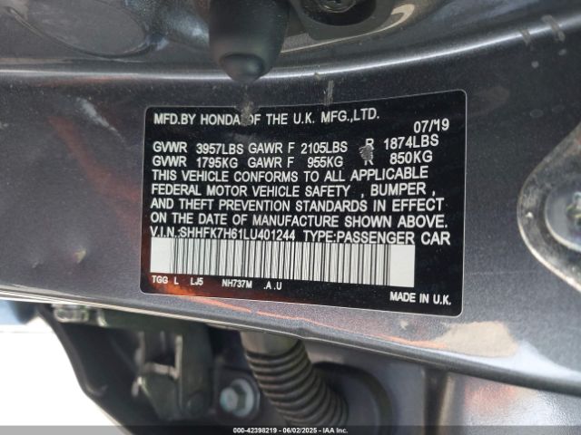SHHFK7H61LU401244 Honda l15ba