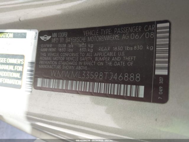 2008 MINI COOPER CLUBMAN WMWML33598TJ46888 Photo 8