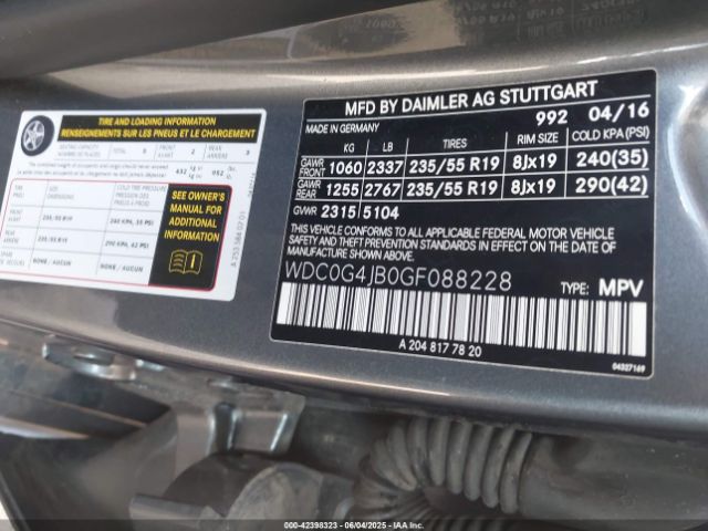 2016 MERCEDES-BENZ GLC 300 WDC0G4JB0GF088228 Photo 8