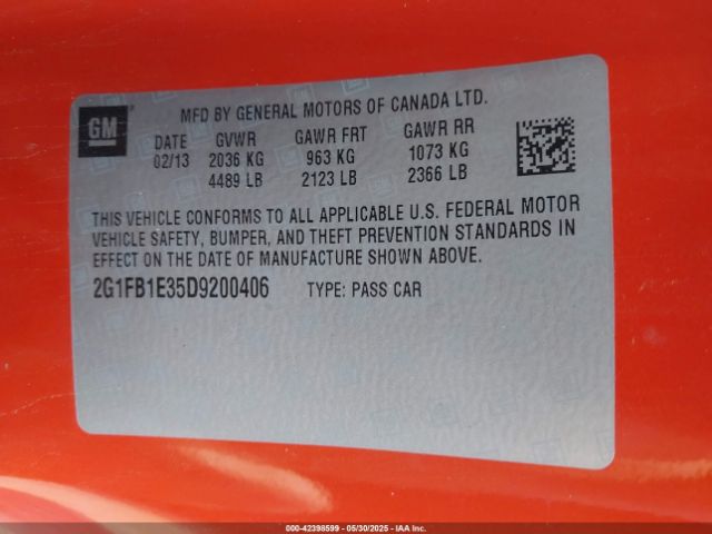 2013 CHEVROLET CAMARO 2G1FB1E35D9200406 Photo 8