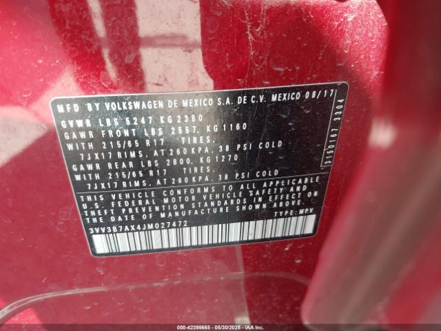 2018 VOLKSWAGEN TIGUAN 3VV3B7AX4JM027472 Photo 8