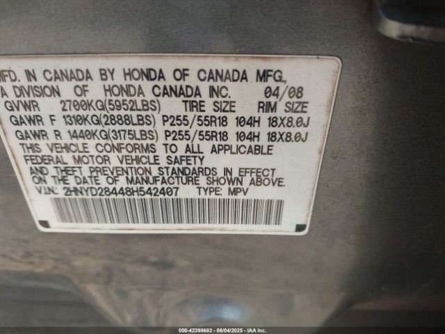 2008 ACURA MDX 2HNYD28448H542407 Photo 8
