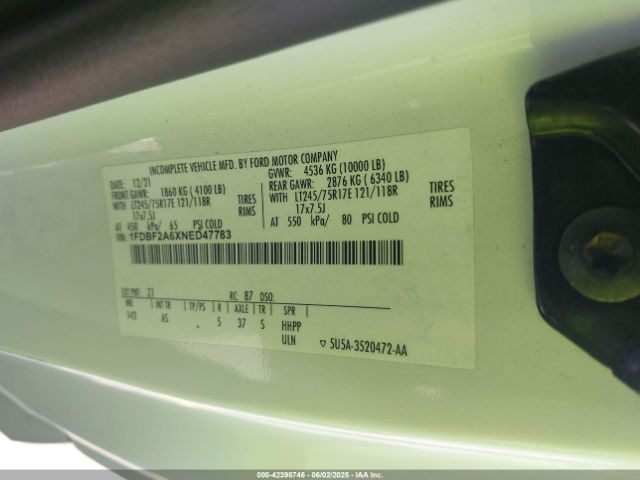 1FDBF2A6XNED47783 Ford F-250 Xl
