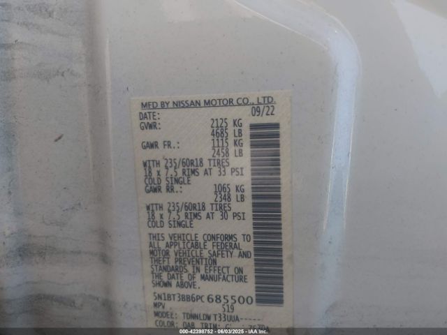 5N1BT3BB6PC685500 Nissan Rogue Sv Intelligent Awd