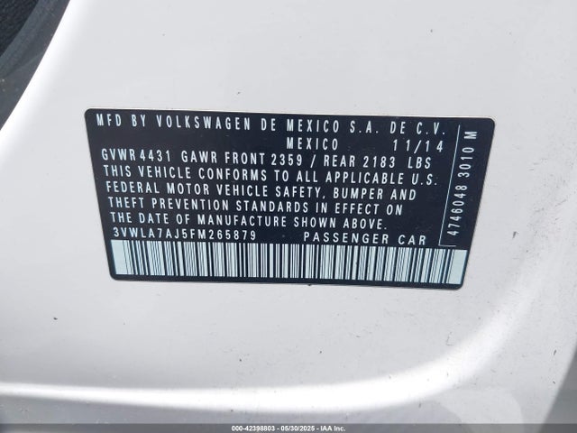 Aukcja sprzedaży 2015 Volkswagen Jetta 2.0l Tdi Sel, vin: 3VWLA7AJ5FM265879, numer aukcji: 42398803