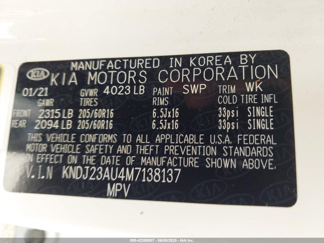 KNDJ23AU4M7138137 KIA mpi nu