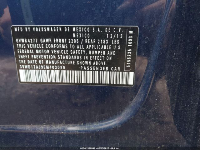 3VWD17AJ9EM403099 Volkswagen Jetta 1.8t Se