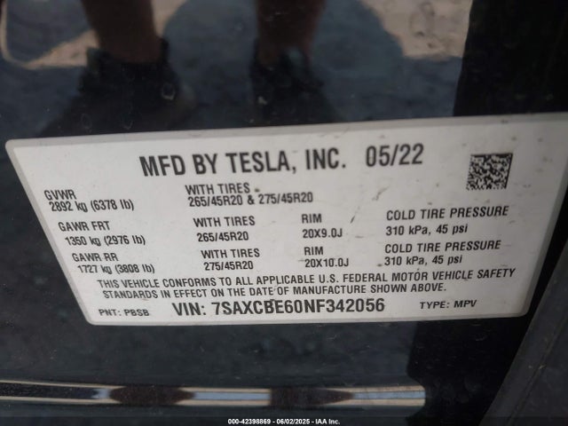 2022 TESLA MODEL X 7SAXCBE60NF342056 Photo 8
