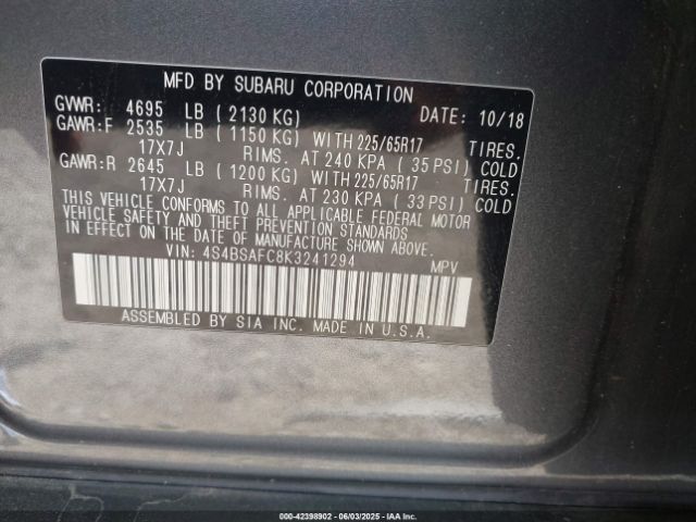 4S4BSAFC8K3241294 Subaru na u5
