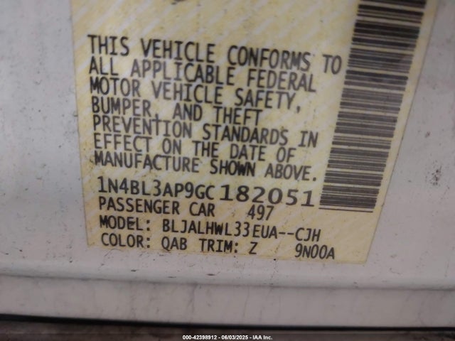 1N4BL3AP9GC182051 Nissan Altima 3.5 Sr
