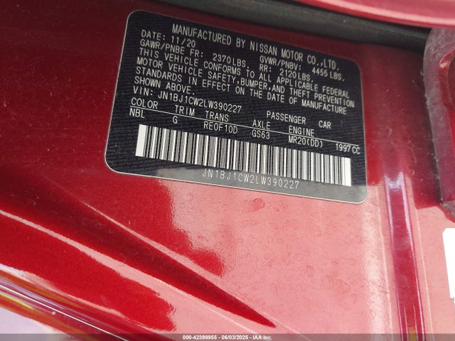 JN1BJ1CW2LW390227 Nissan ROGUE SPORT