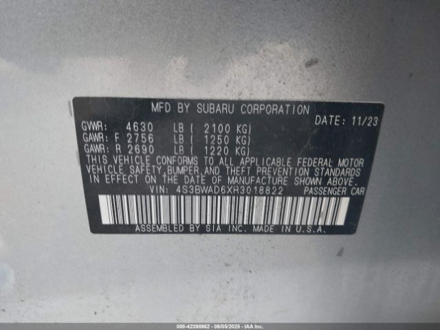 4S3BWAD6XR3018822 Subaru Legacy Premium