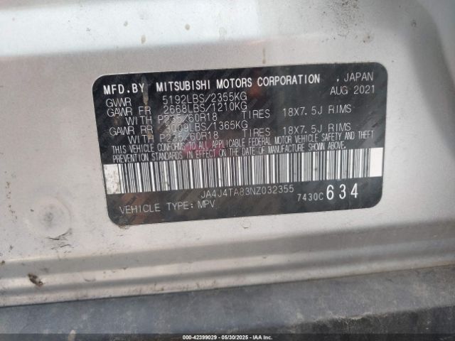 2022 MITSUBISHI OUTLANDER JA4J4TA83NZ032355 Photo 8