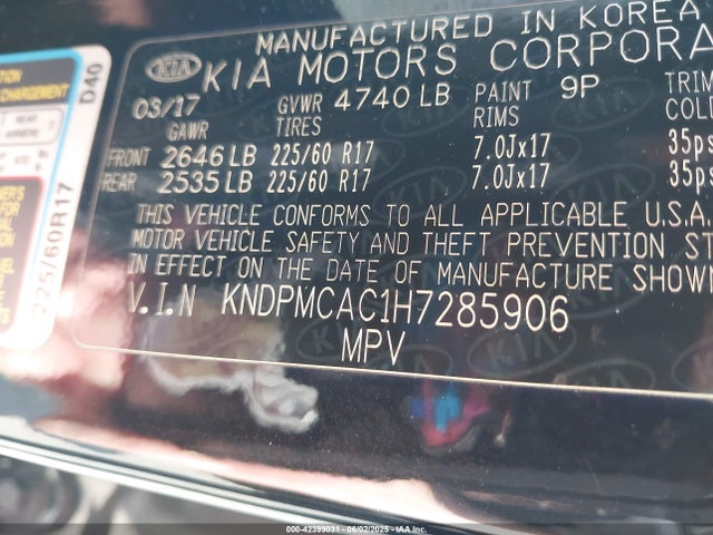 KIA Sportage Lx 2017 KNDPMCAC1H7285906 Image 9