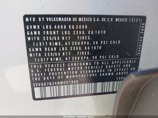 3VVAX7B24NM051868 Volkswagen tsi