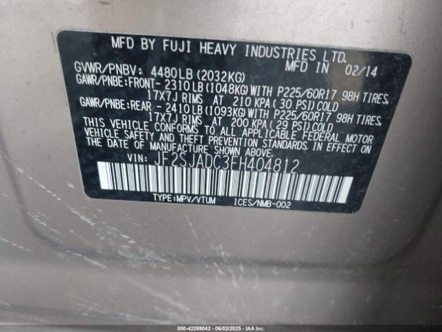 JF2SJADC3FH404812 Subaru Forester 2.5i Premium