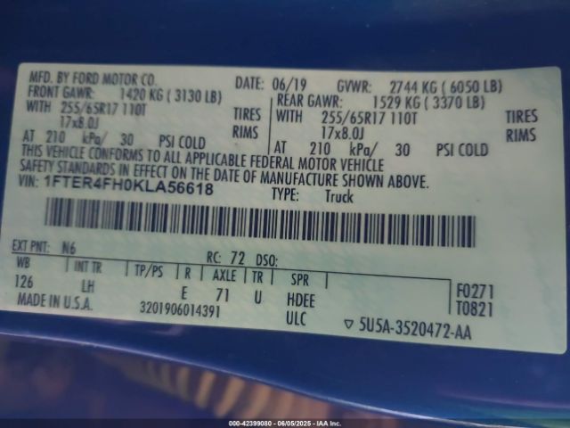 2019 FORD RANGER 1FTER4FH0KLA56618 Photo 8