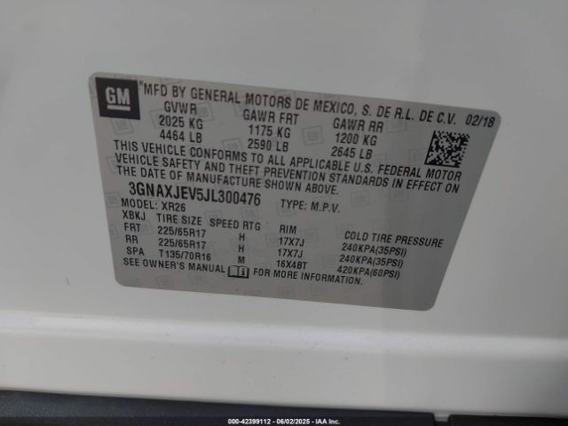 2018 CHEVROLET EQUINOX 3GNAXJEV5JL300476 Photo 8