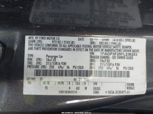2015 FORD FOCUS 1FADP3F25FL238253 Photo 8