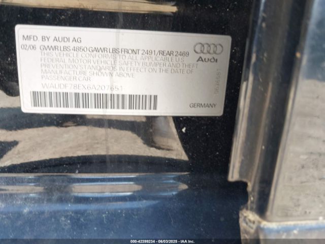 2006 AUDI A4 WAUDF78EX6A207651 Photo 8
