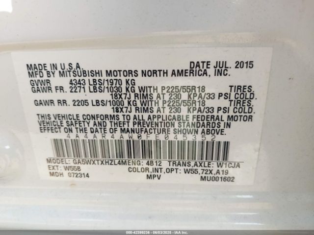 2015 MITSUBISHI OUTLANDER SPORT 4A4AR4AW0FE045352 Photo 8