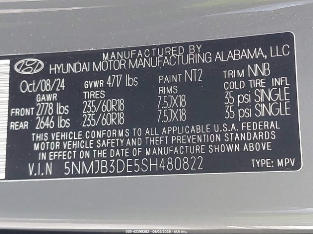 5NMJB3DE5SH480822 Hyundai TUCSON SEL