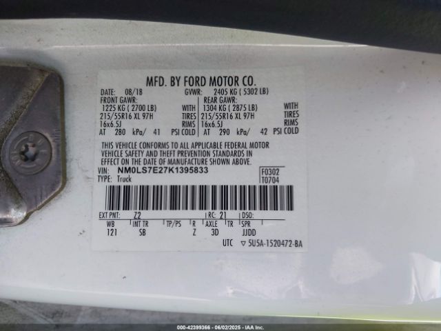 NM0LS7E27K1395833 Ford Transit Connect Xl