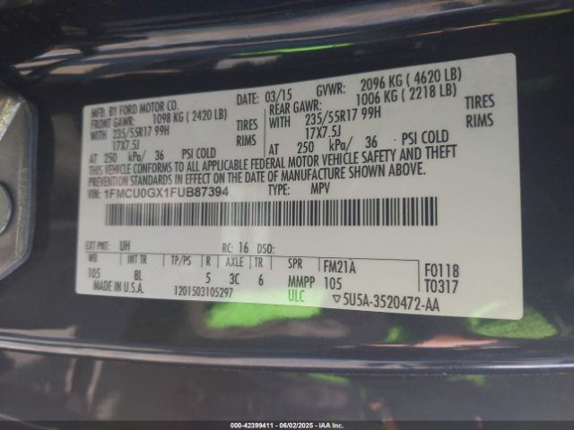 1FMCU0GX1FUB87394 Ford ESCAPE SE